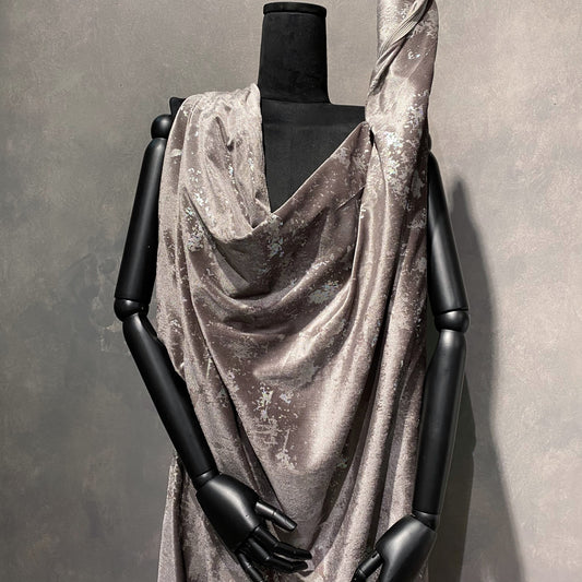 Abstract Holographic Splatter Velour -  Grey