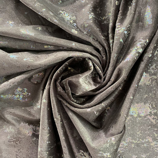 Abstract Holographic Splatter Velour -  Grey