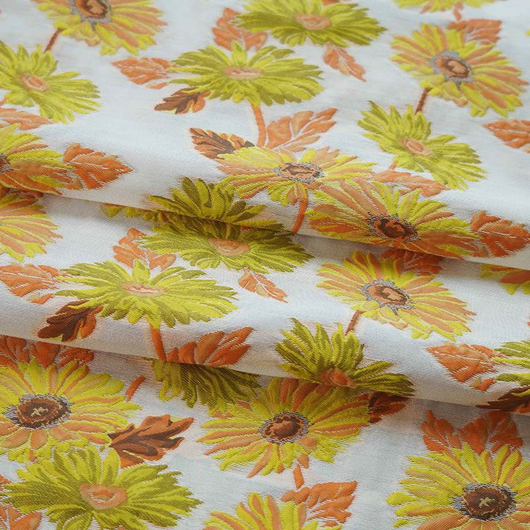 African Daisy Jacquard - Orange/Chartreuse