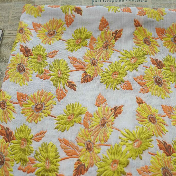 African Daisy Jacquard - Orange/Chartreuse