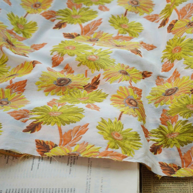 African Daisy Jacquard - Orange/Chartreuse