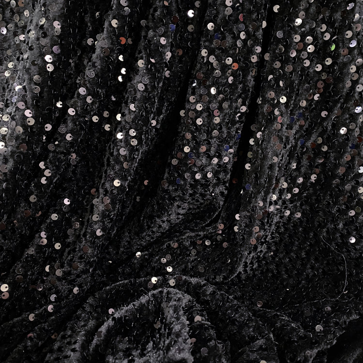 Sequinned Velour - Black/Silver