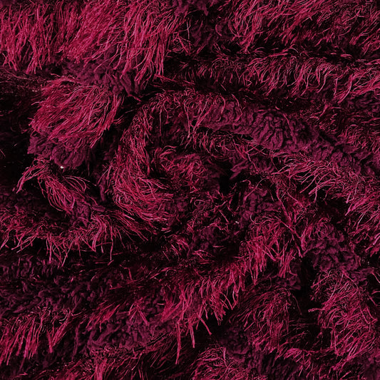 Fancy Cut Pile Raschel Knit - Maroon/Dark Red