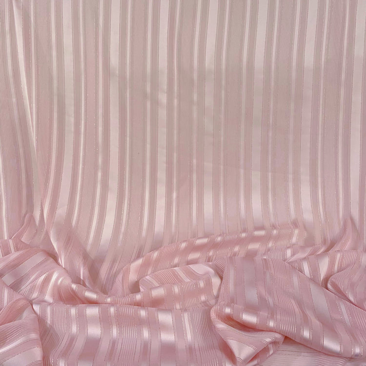 Sheer Stripe Lurex Chiffon - Pink