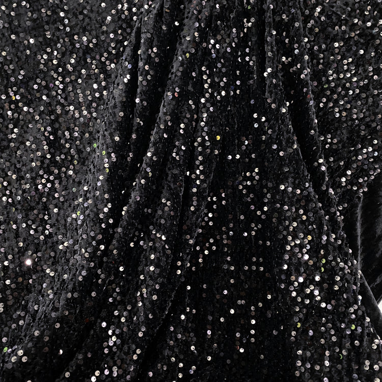 Sequinned Velour - Black/Silver