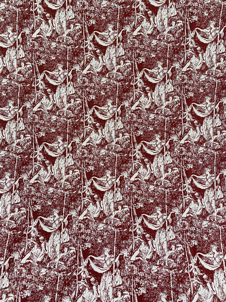 Baroque Garden Poly/Cotton Jacquard  - Dark Red