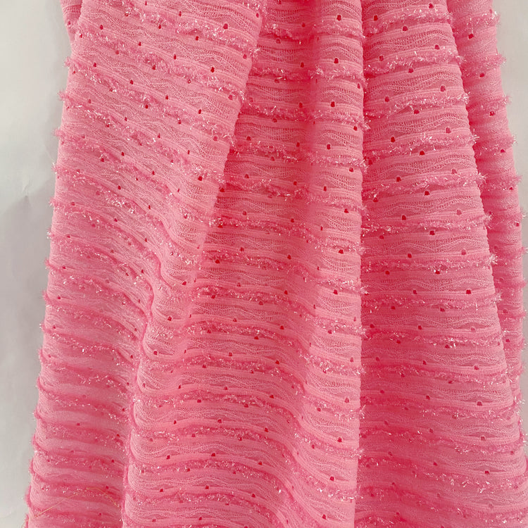 Ribbed Metallic Insert - Weft Knit - Pink