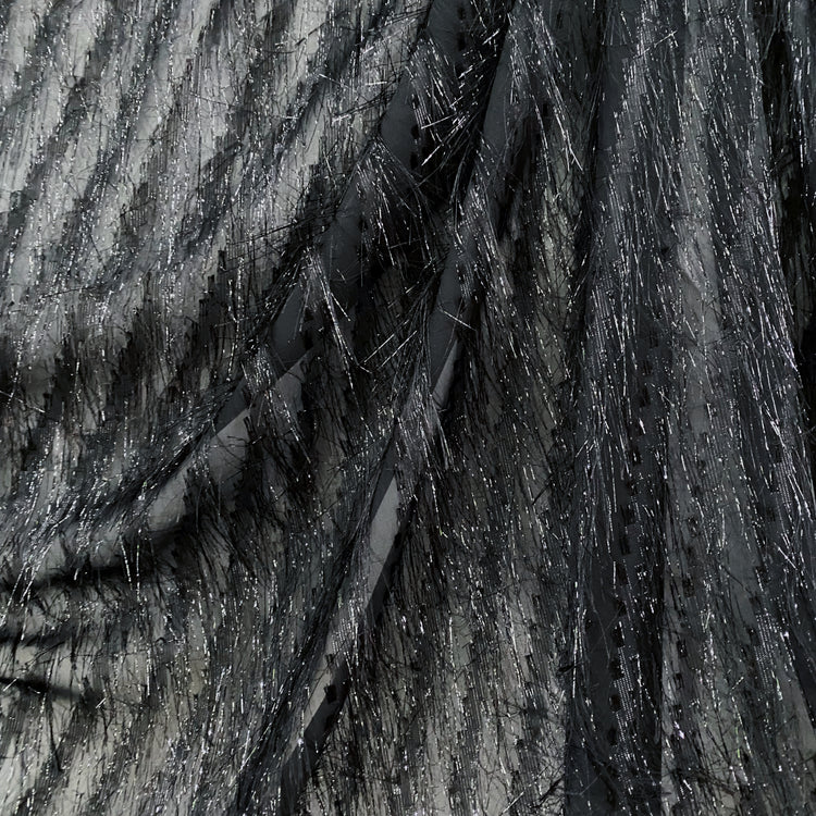 Fringe Striped Sheer Gauze - Black