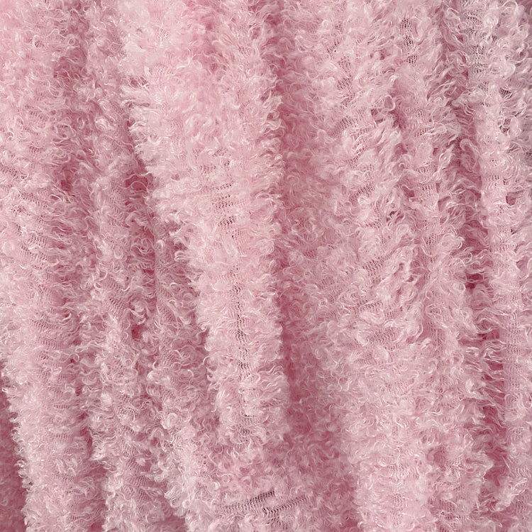 Curled Pile Weft-Knit - Light Pink
