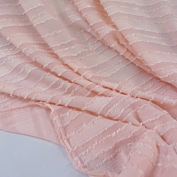 Flange Striped Sheer Crepon - Light Pink