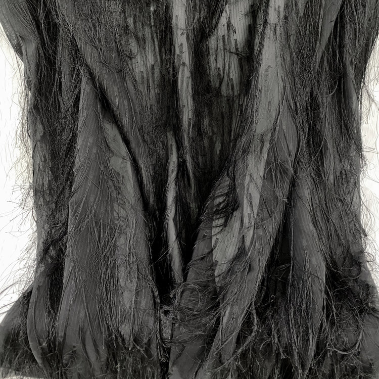 Long Tasseled Dobby Weave Chiffon - Black