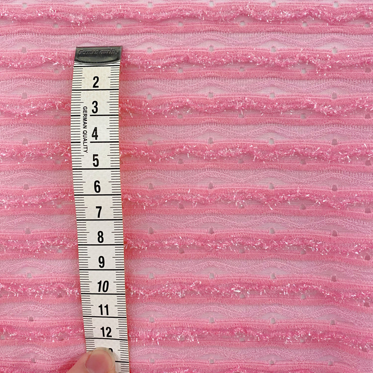 Ribbed Metallic Insert - Weft Knit - Pink