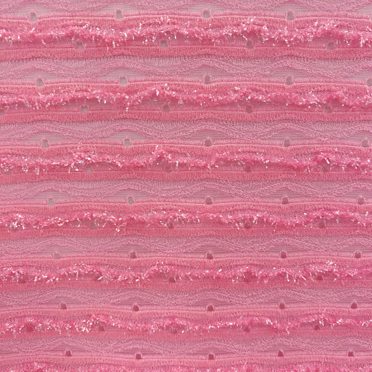 Ribbed Metallic Insert - Weft Knit - Pink