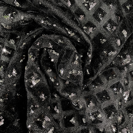 Diamond Sequined Boucle Knit - Black