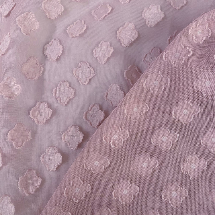 Floral Appliqué Chiffon - Light Pink