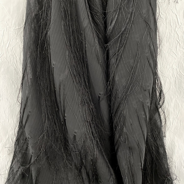 Long Tasseled Dobby Weave Chiffon - Black