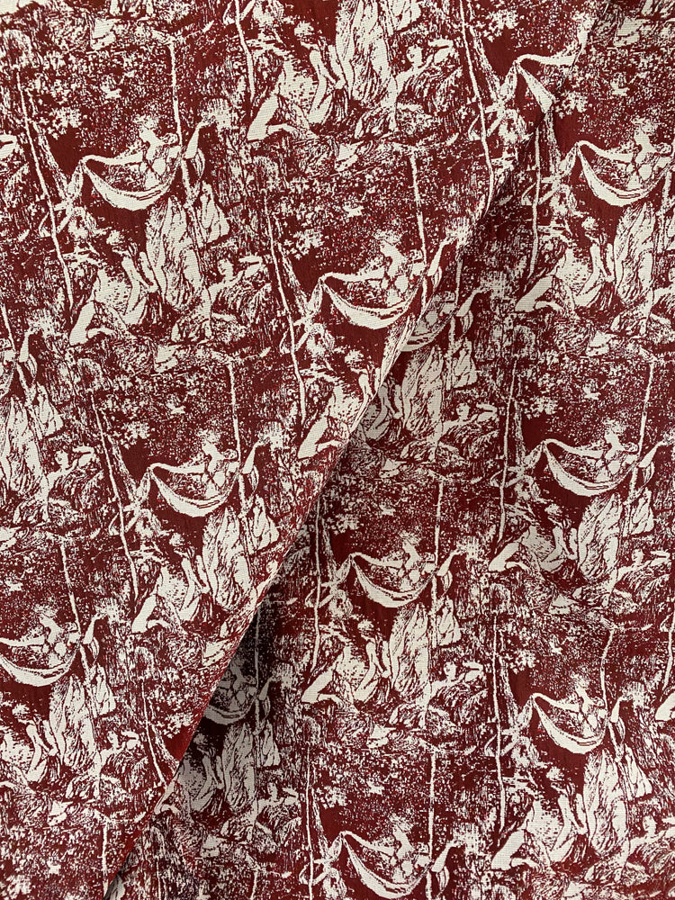 Baroque Garden Poly/Cotton Jacquard  - Dark Red