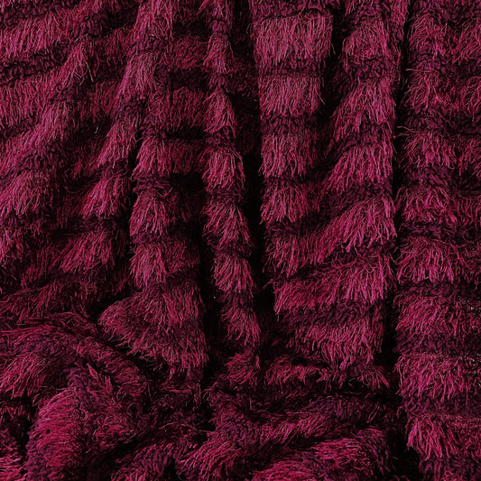 Fancy Cut Pile Raschel Knit - Maroon/Dark Red