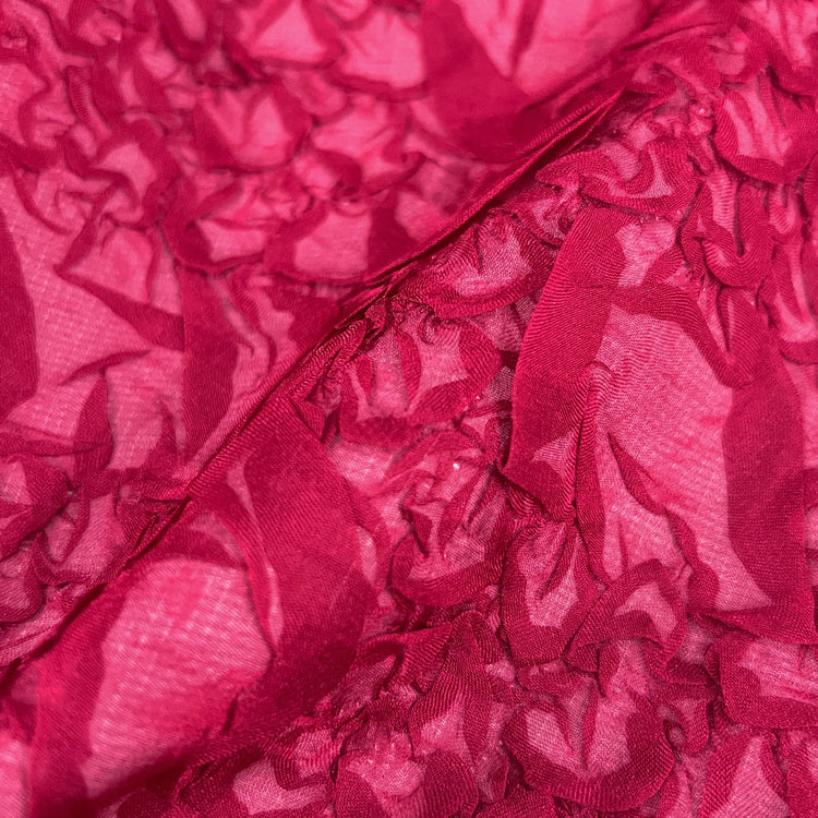 Organic Petal-Creased Chiffon - Bonded - Crimson Pink