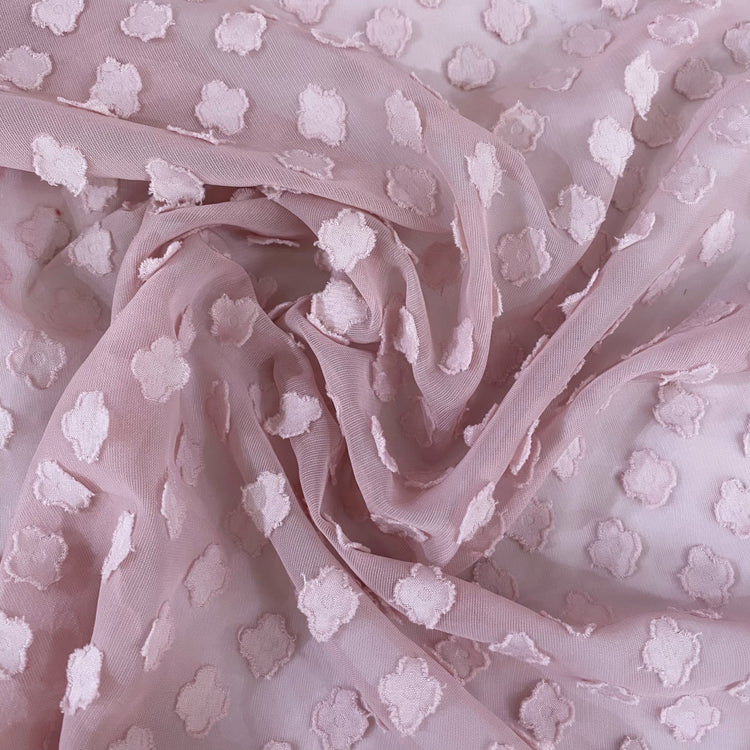 Floral Appliqué Chiffon - Light Pink