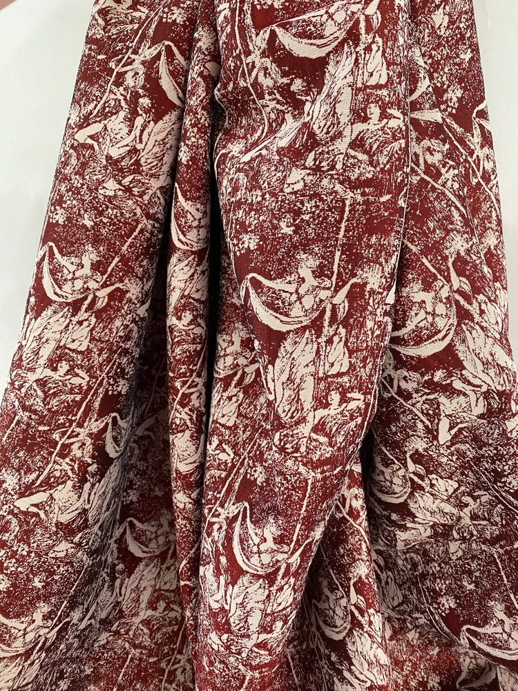 Baroque Garden Poly/Cotton Jacquard  - Dark Red