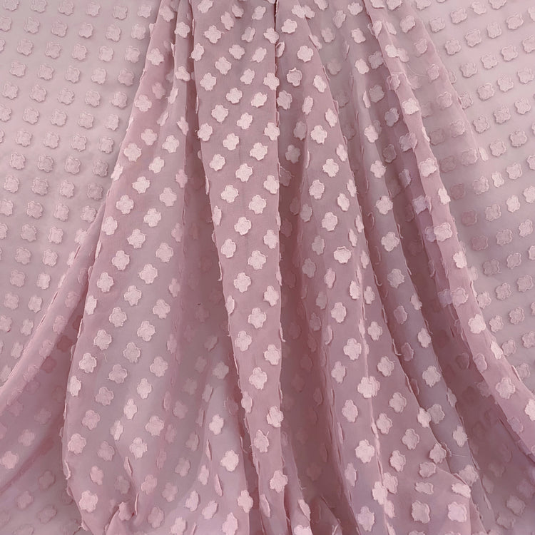 Floral Appliqué Chiffon - Light Pink