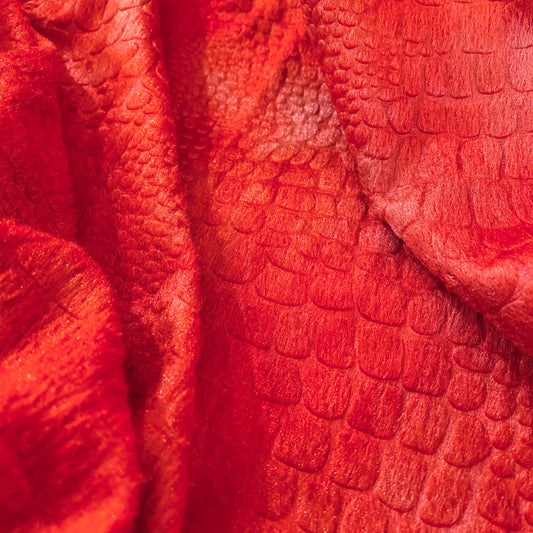 Knitted - Short Cut Pile - Embossed Crocodile Print - Lobster