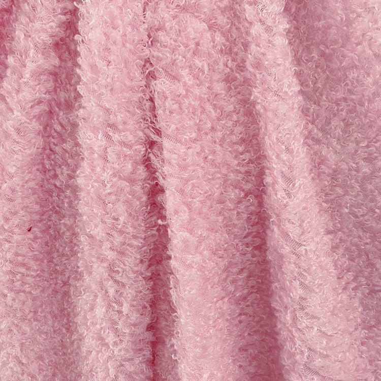 Curled Pile Weft-Knit - Light Pink