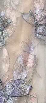 Embroidered Butterfly Motif Tulle - Light Pink/Light Blue/Bronze
