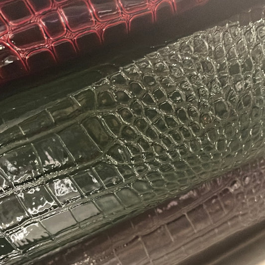 Patent Crocodile Faux Leather - Large Pattern - Moss Green
