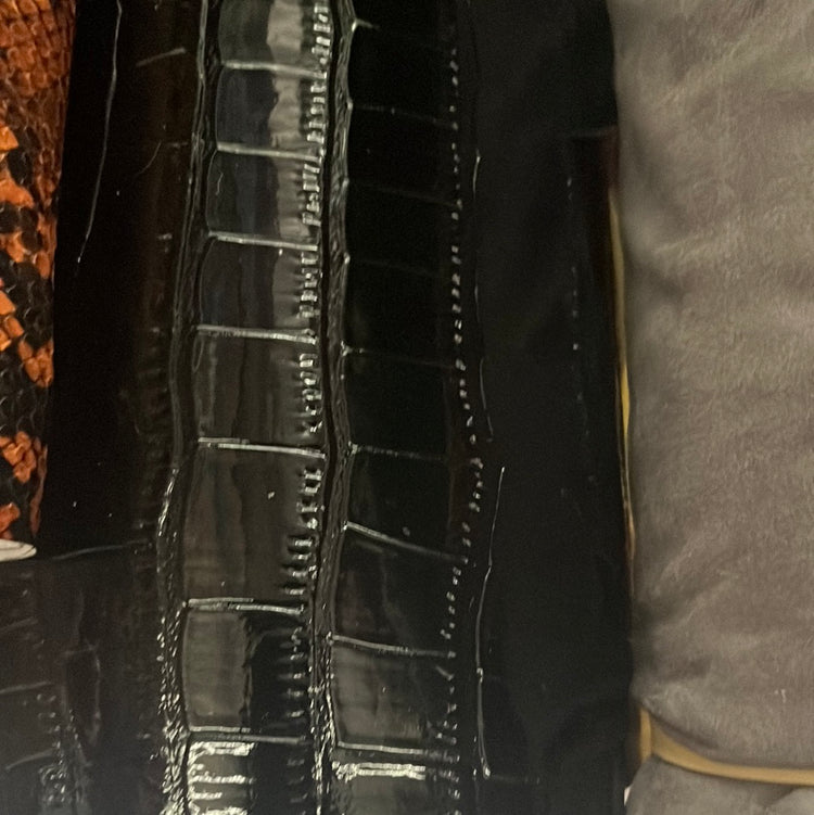 Patent Alligator Faux Leather - XLarge Pattern - Black