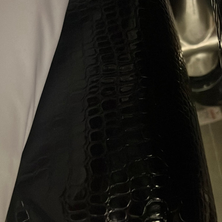 Patent Crocodile Faux Leather - Medium Pattern - Black