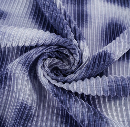 Airbrush Print Plisse - Slate Blue/White