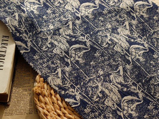 Baroque Garden Poly/Cotton Jacquard  - Midnight Blue