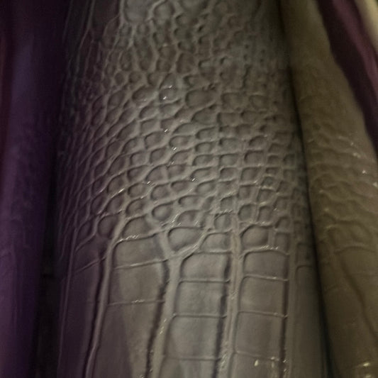 Patent Crocodile Faux Leather - Large Pattern - Grey