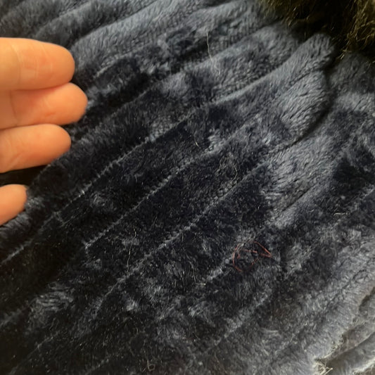 Pelted Striped Faux Fur - Short Pile - Navy