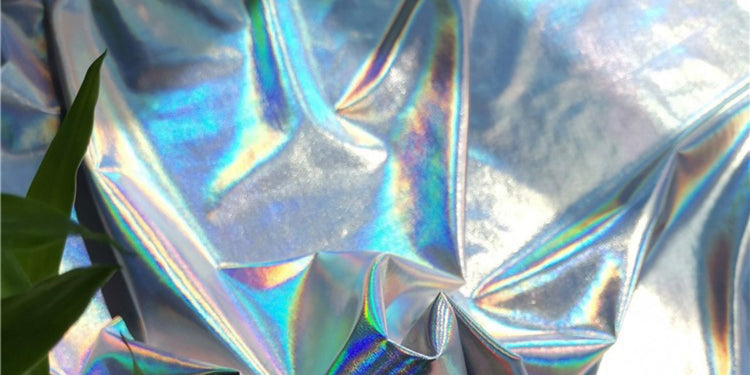Holographic Foiled Stretch Jersey - Silver/Holographic