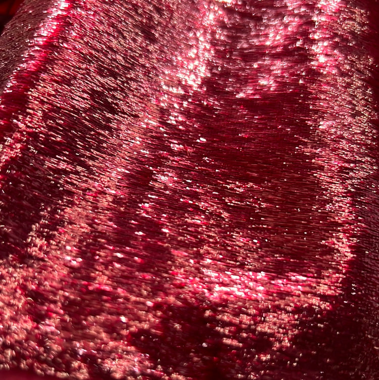 Brushed Metallic Long-Pile Velvet - Cherry