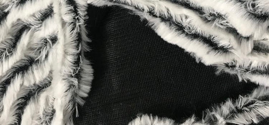 Striped Faux Fur - Layered Cut Pile - White/Black