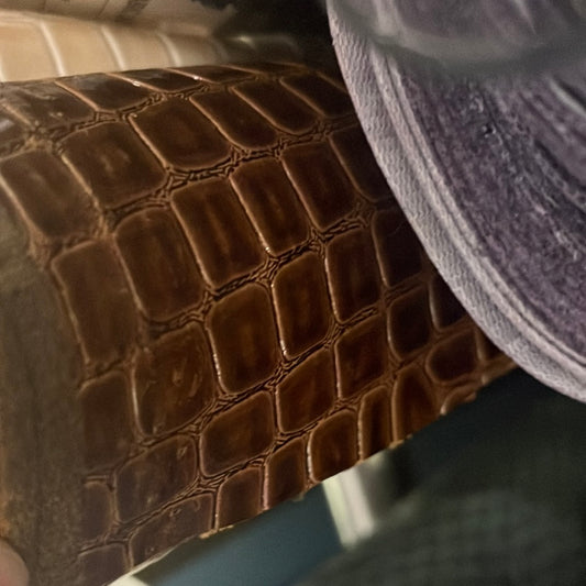 Patent Alligator Faux Leather - Medium Pattern - Brown