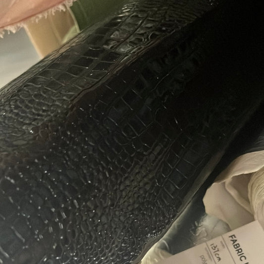 Patent Crocodile Faux Leather - Small Pattern - Black