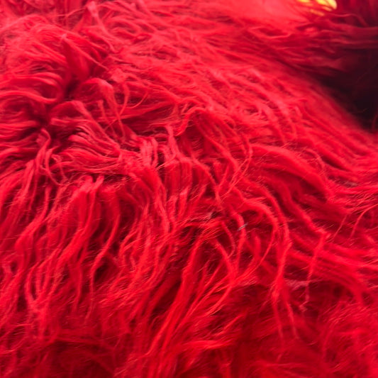 Faux Mongolian Fur - Long Pile - Red