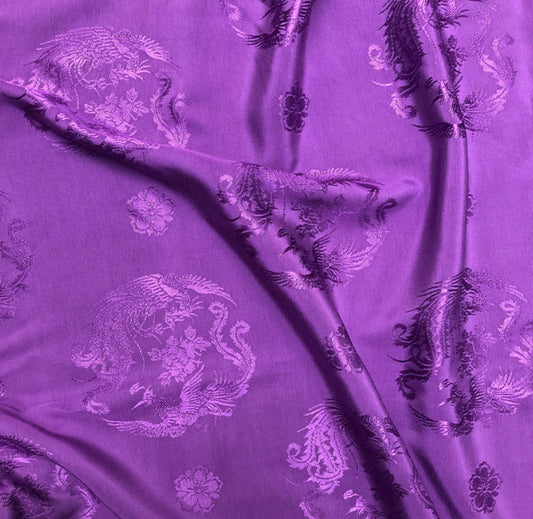 Floral Phoenix Silk/Cotton Damask - Purple