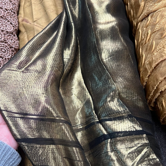 Sheer Foiled Chiffon - Striped - Gold/Black
