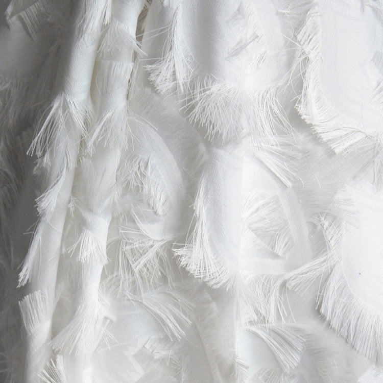 Peacock Fringed Motif Gauze - White