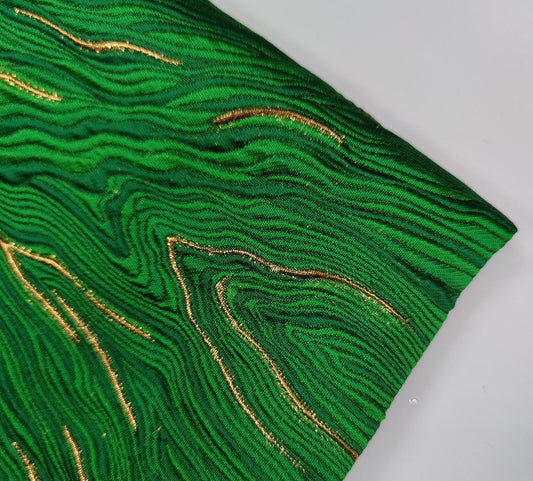 Contour Wave Motif Brocade - Copper Metallic/Dark Green/Green