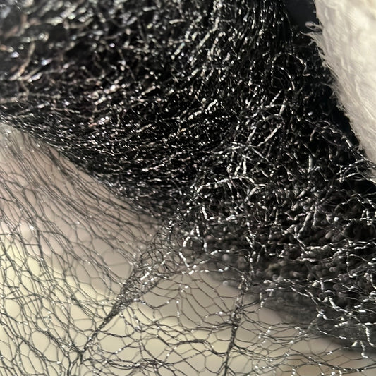 Loose Fibre Raschel Knit - Metallic Insert - Black/Silver