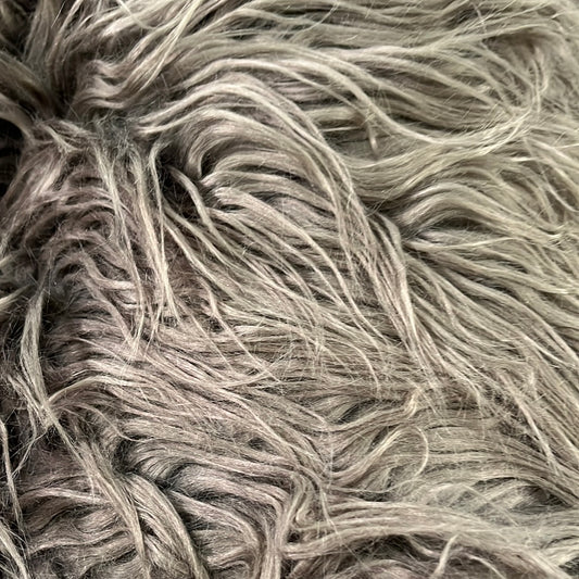 Faux Mongolian Fur - Long Pile - Grey