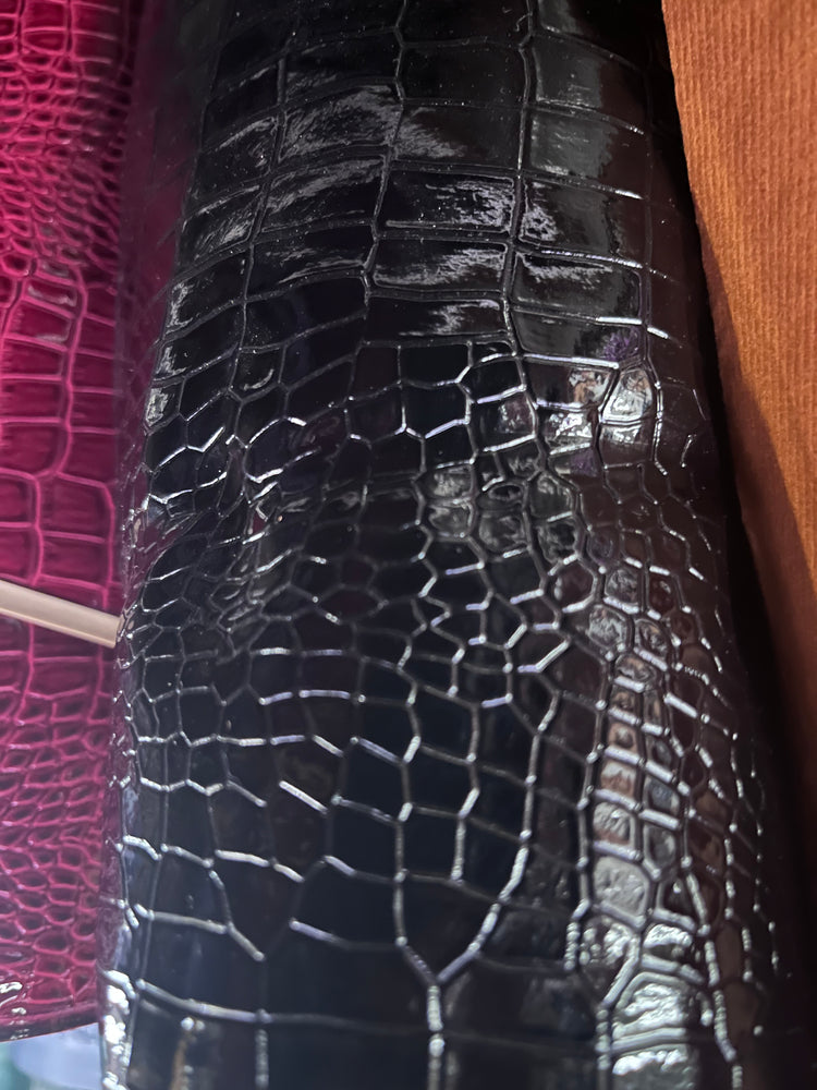 Patent Alligator Faux Leather - Medium Pattern - Black