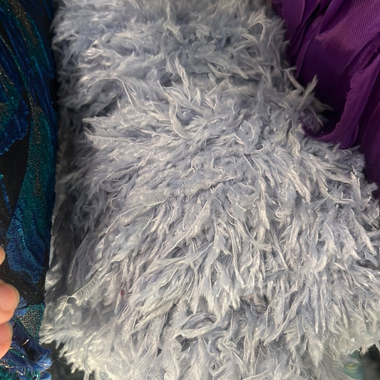 Faux Feather - Cut-Pile Warp Knit - Semi Sheer - Light Blue